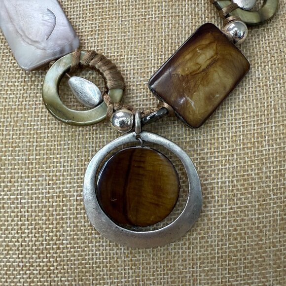 Chicos Multicolor Statement Necklace With Silver-Tone & Resin Accents Adjustable - Picture 4 of 10